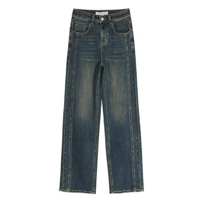 美特斯邦威牛仔长裤直筒水洗