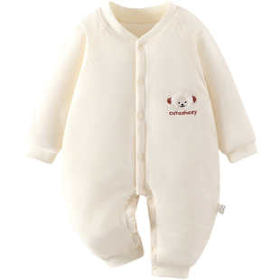 新生婴儿连体衣纯棉120g夹棉哈衣保暖棉服冬季男女宝宝衣服外出服