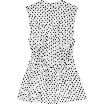 【明星同款】GANNI女装 垫肩宽松波点缎面连衣裙中裙W0363135