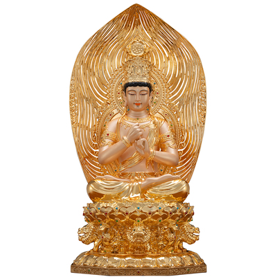 纯铜鎏金大日如来佛像供奉摆件