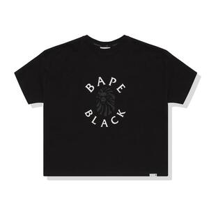 BAPE BLACK女装春夏暗黑猿人字母图案短袖T恤E2305MI