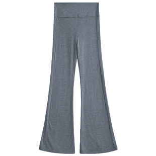 浅灰色运动微喇裤女冬季加绒修身美式显瘦马蹄卫裤外穿打底喇叭裤