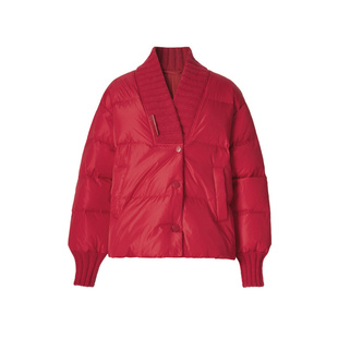 【新中式羽绒】ZHUCHONGYUN秋冬中式隽红罗纹拼领短款羽绒服