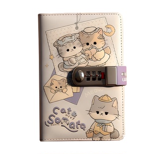 36K可爱卡通密码本带锁记事本文艺精致日记本学生用笔记本子彩页