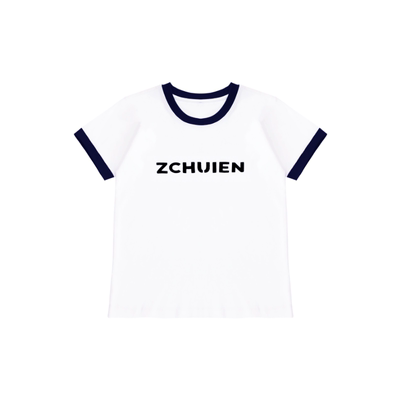 ZCHUIEN白色纯棉圆领百搭短袖t恤