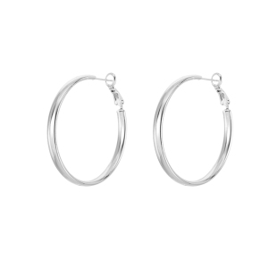 Z小姐925银光面大圈圈耳环2025新款爆款耳钉轻奢气质素圈耳饰女