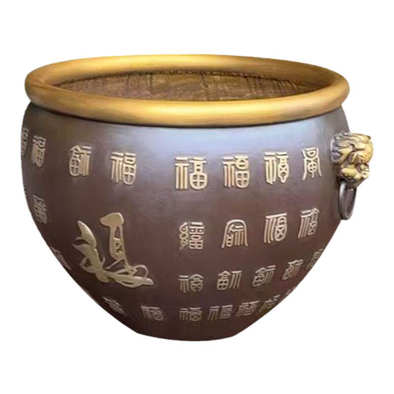 大缸纯铜庭院百福缸聚财风水门海别墅院子装饰摆件定制养鱼大水缸