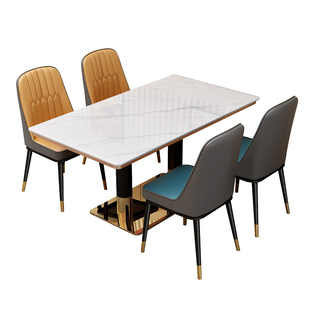 定制岩板餐桌酒店桌子快餐桌奶茶店桌椅餐厅食堂加厚稳固桌椅组合