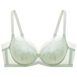 曼妮芬调整型轻奢刺绣文胸蕾丝内衣女礼物夹棉大胸显小软钢圈胸罩