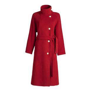 ZHUYIYI 立领双面羊绒大衣女秋冬季中长款高级感羊毛白色毛呢外套