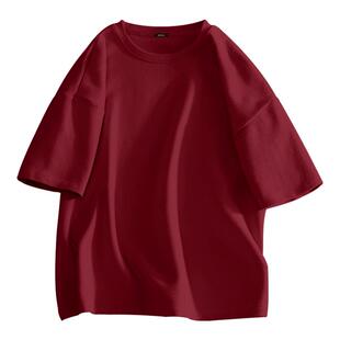 名创优品安可拉酒红色短袖t恤男2027新款本命年圆领纯棉羊年衣服Y