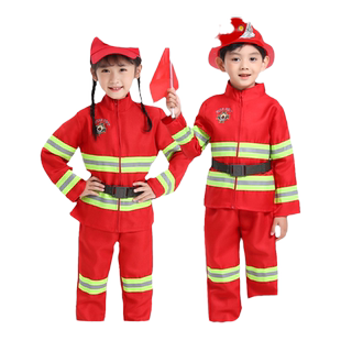 儿童消防服装员六一表演服小孩职业角色扮演衣服幼儿园消防员套装