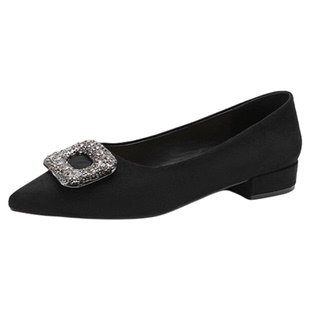 小香风单鞋女2026秋季新款法式水钻低跟通勤气质尖头浅口时装女鞋