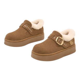 星期六厚底加绒保暖勃肯鞋女2025新款冬季毛毛棉鞋复古增高雪地靴