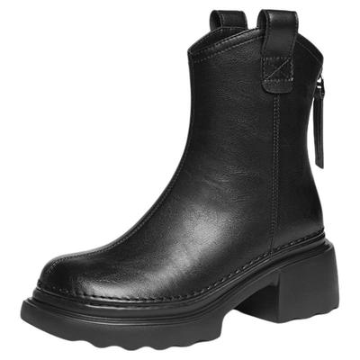 红蜻蜓厚底弹力靴女瘦瘦短筒靴子