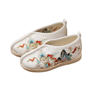 男童汉服鞋春秋老北京中式国风布鞋小学生古装古风儿童绣花鞋夏季