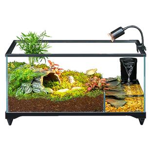 乌龟缸超白玻璃生态造景家用底排鱼缸黄缘草龟水陆两栖防逃饲养箱