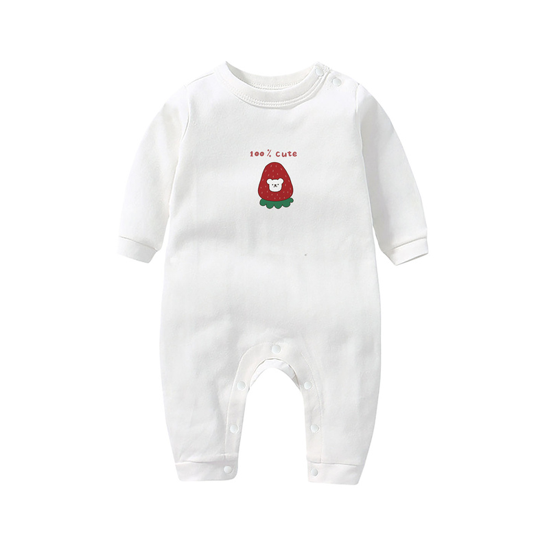 新生婴儿连体衣春秋冬装草莓加绒加厚爬服男女宝宝外穿长袖哈衣潮