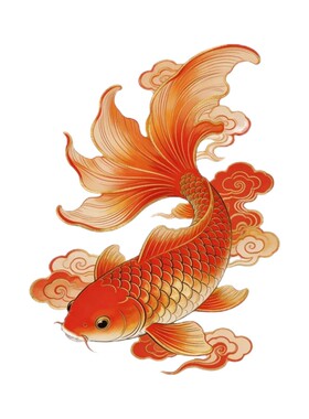 鸿运复古招财锦鲤鱼转运贴纸装饰厨房餐厅单开四开门冰箱遮丑贴画