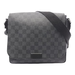 中古LV路易威登男包A级95新District PM涂层/防水帆布斜挎包黑色