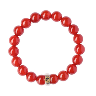 纯天然红玛瑙手串925银本命佛手链招财转运珠情侣马年本命年礼物