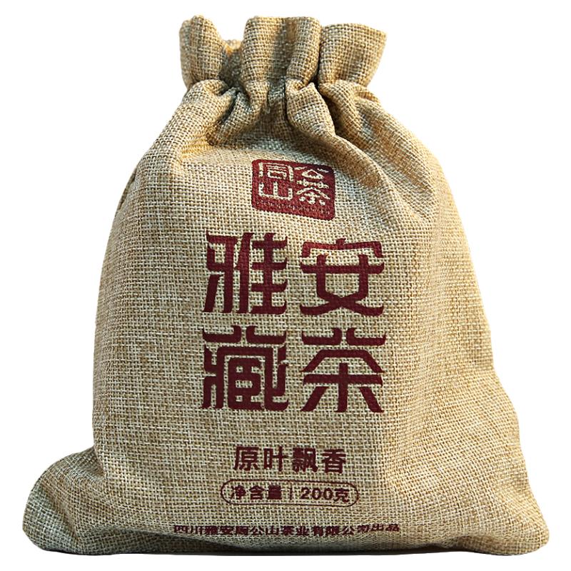 周公山藏茶 原叶飘香雅安藏茶黑茶古树老川茶原叶大颗粒布袋200g