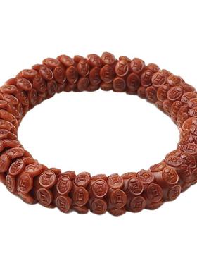 玉化包浆橄榄核手串金饭碗回血核雕文玩手把件手链男女单圈聚宝盆