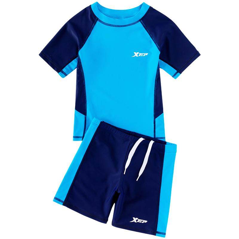 特步儿童泳衣男童宝宝泳衣裤夏季防晒分体小童中大童速干游泳装备