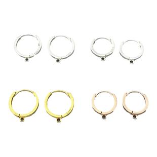 s925纯银珍珠圆子耳环简约素圈耳圈小众设计感手工DIY耳饰品