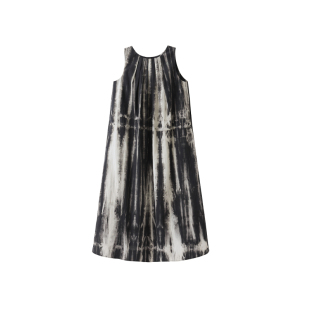 popchrio◆水墨扎染 纯棉宽松无袖背心吊带A字连衣裙中长款裙子女
