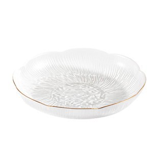 日式金边玻璃碗 透明家用高颜值水果沙拉碗ins风甜品盘碗餐具套装