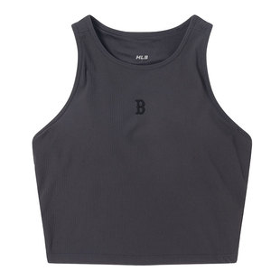 【自营】MLB女装舒适透气简约运动服短袖炭灰色休闲户外跑步T恤
