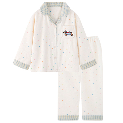 卡通波点法兰绒睡衣女款秋冬季加绒加厚保暖学生珊瑚绒家居服冬天