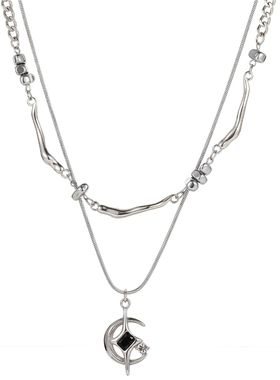 DH7双层星芒吊坠钛钢项链女款轻奢小众高级感男士毛衣链秋冬配饰