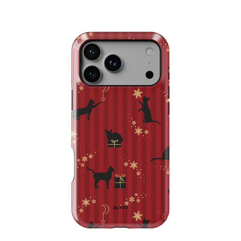 Acvoo黑猫礼物星星雪花温暖红色圣诞iPhone17Promax保护16适用于苹果15手机壳14防摔壳13不褪色12可水洗全包