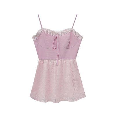 米米子微胖大码胖mm“少女情书”甜美风时尚气质别致蕾丝内搭吊带