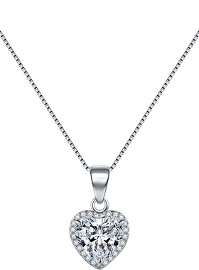 轻奢爱心女夏小众纯银锁骨链吊坠