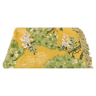 萬見「松间花事」法式南洋风盖毯黄色毛毯高级办公午睡毯轻奢礼盒