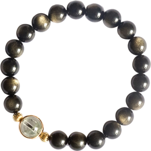 牛妞妞天然金曜石手链男女黑曜石手串水晶情侣礼物龙蛇年本命年