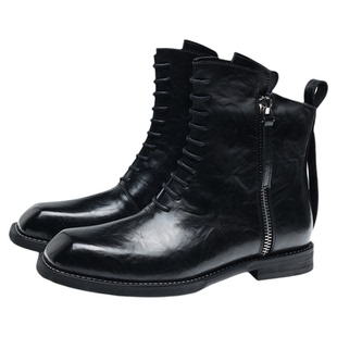 马克华菲男士切尔西靴2026新款秋季方头雅痞高帮真皮靴拉链巫师靴