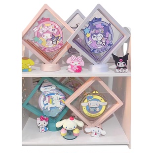 徽章收纳盒盲盒手办吧唧保护PE膜悬浮盒金属奖牌透明架金属展示盒