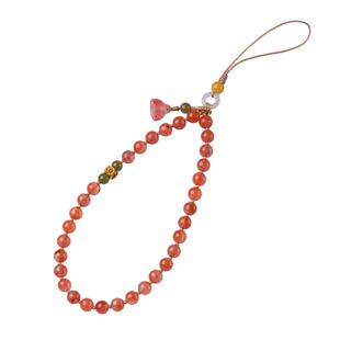 原创新款天然冰飘南红手机链串珠手腕挂绳女士手机壳挂绳U盘包包玛瑙红色挂件高级高端小众精致轻奢女款挂饰