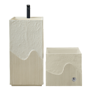 奶油风艺术洗手盆阳台户外一体落地式洗手池庭院立柱盆拖把池水池