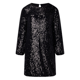 BCBG春秋万千裙装优雅气质别致流光夜珠片网纱女士直筒连衣裙