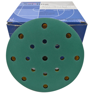 干磨砂纸125MM绿砂进口干磨抛光背绒6寸17孔5寸6孔打磨片150MM