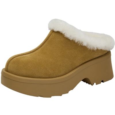 百田森粗跟加绒勃肯鞋女