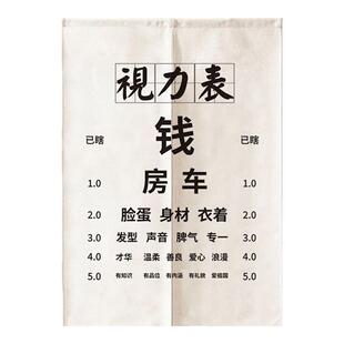 创意视力表门帘隔断帘布艺家用卧室儿童房遮挡布眼镜店半帘免打孔