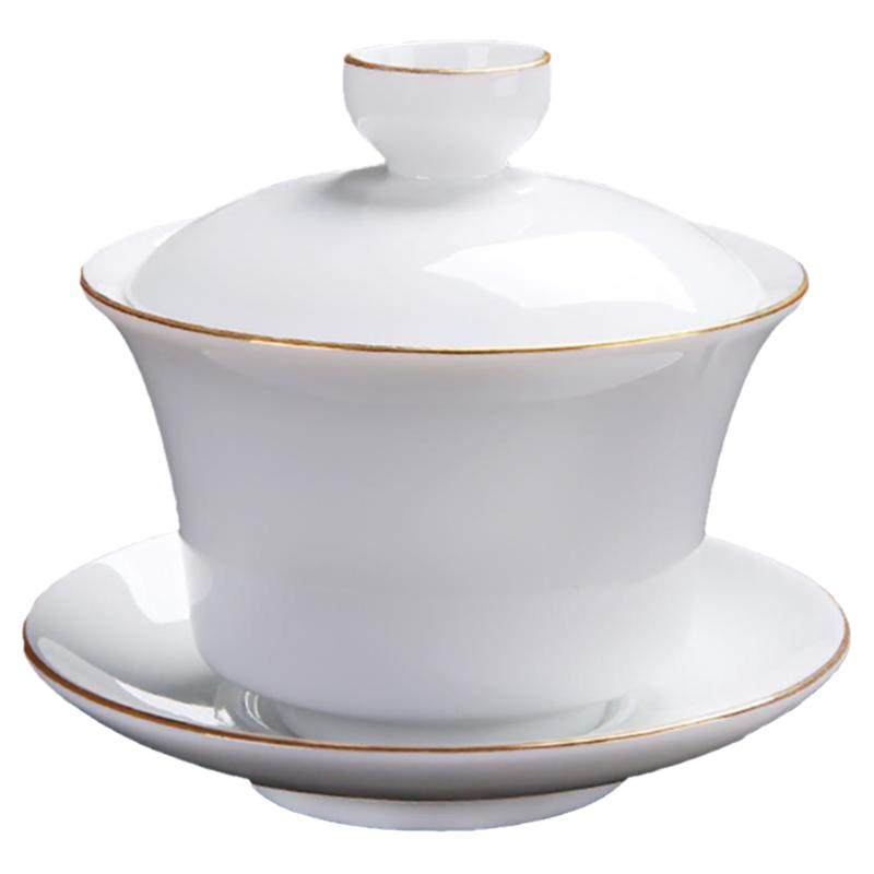 茶具白瓷三才盖碗泡茶盖杯茶碗