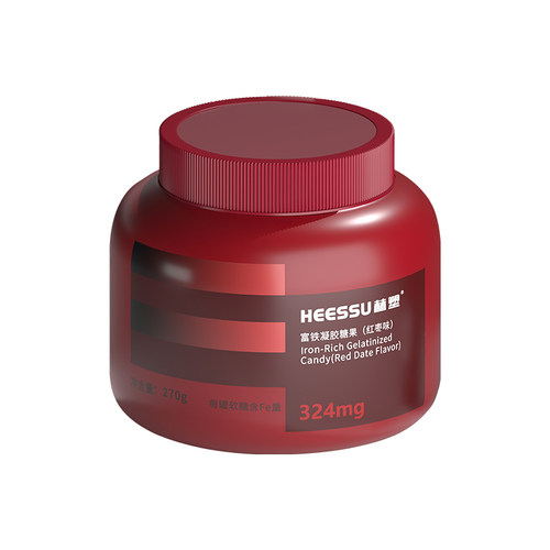 HEESSU富铁软糖铁270g/瓶324mg铁Fe元素红枣味贫血成人糖果哺乳期