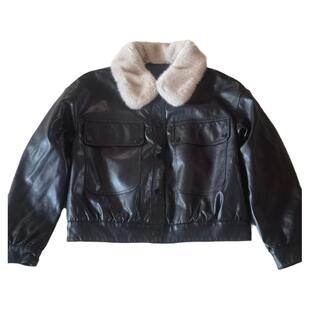 皮衣加绒外套女冬季港风复古机车皮夹克内里獭兔毛派克服短款上衣